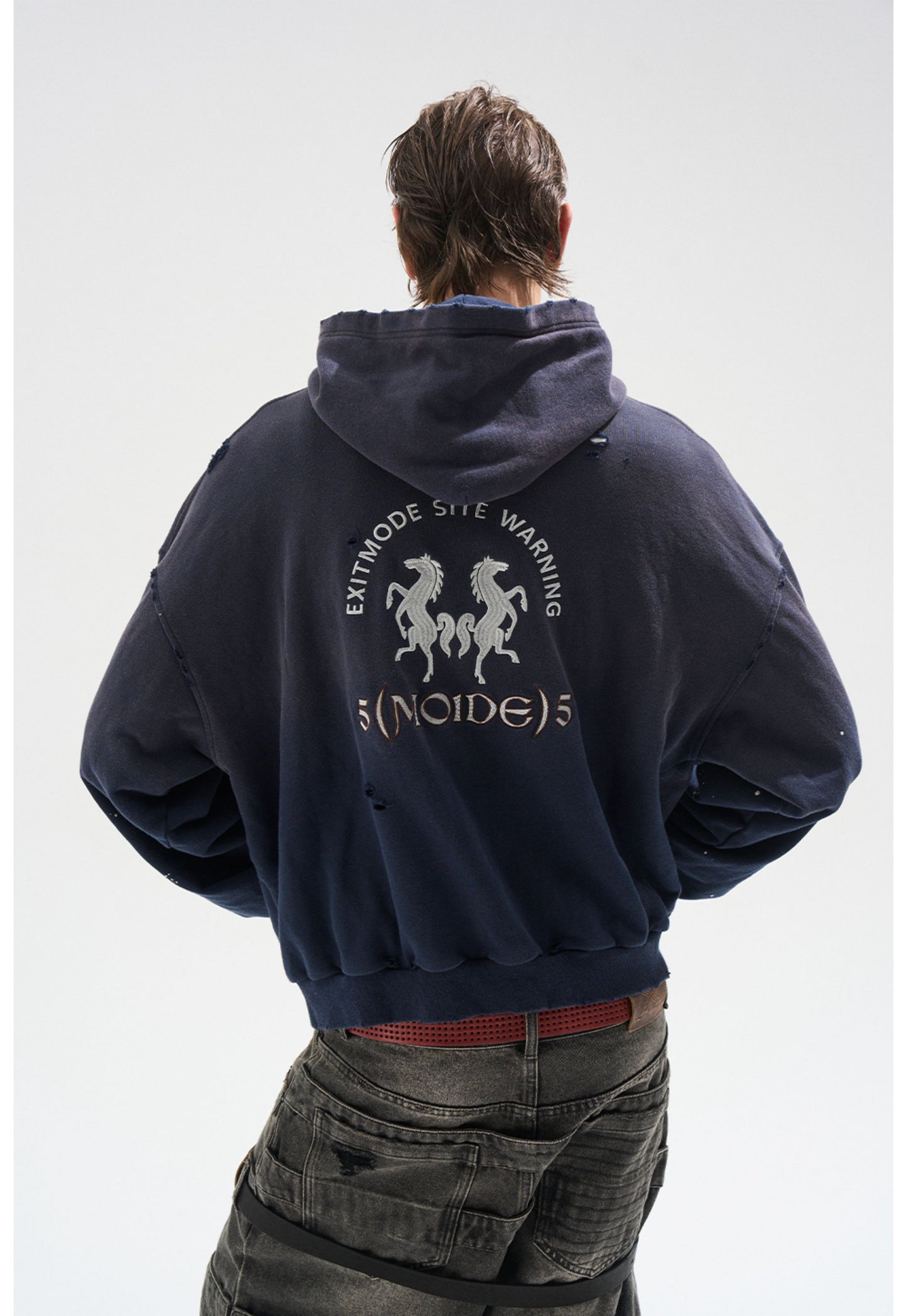 Embroidered distressed sweatshirt