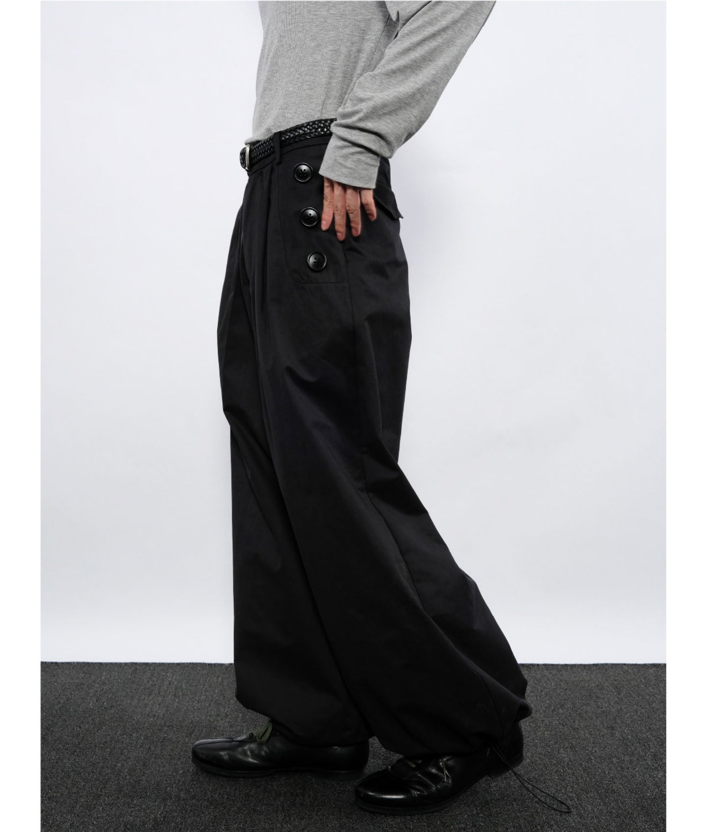 Side Button Casual Pants