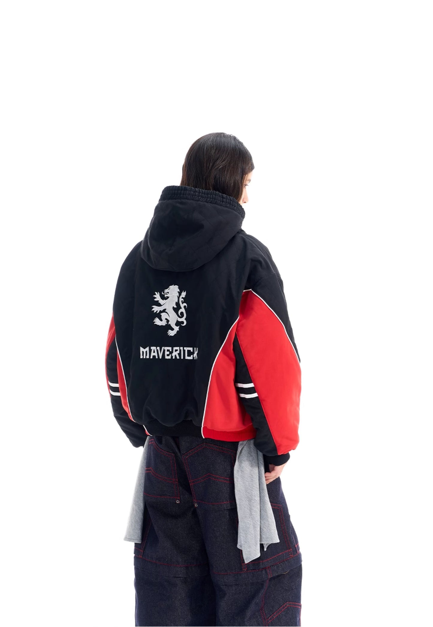 Diamond-pattern hooded jacket