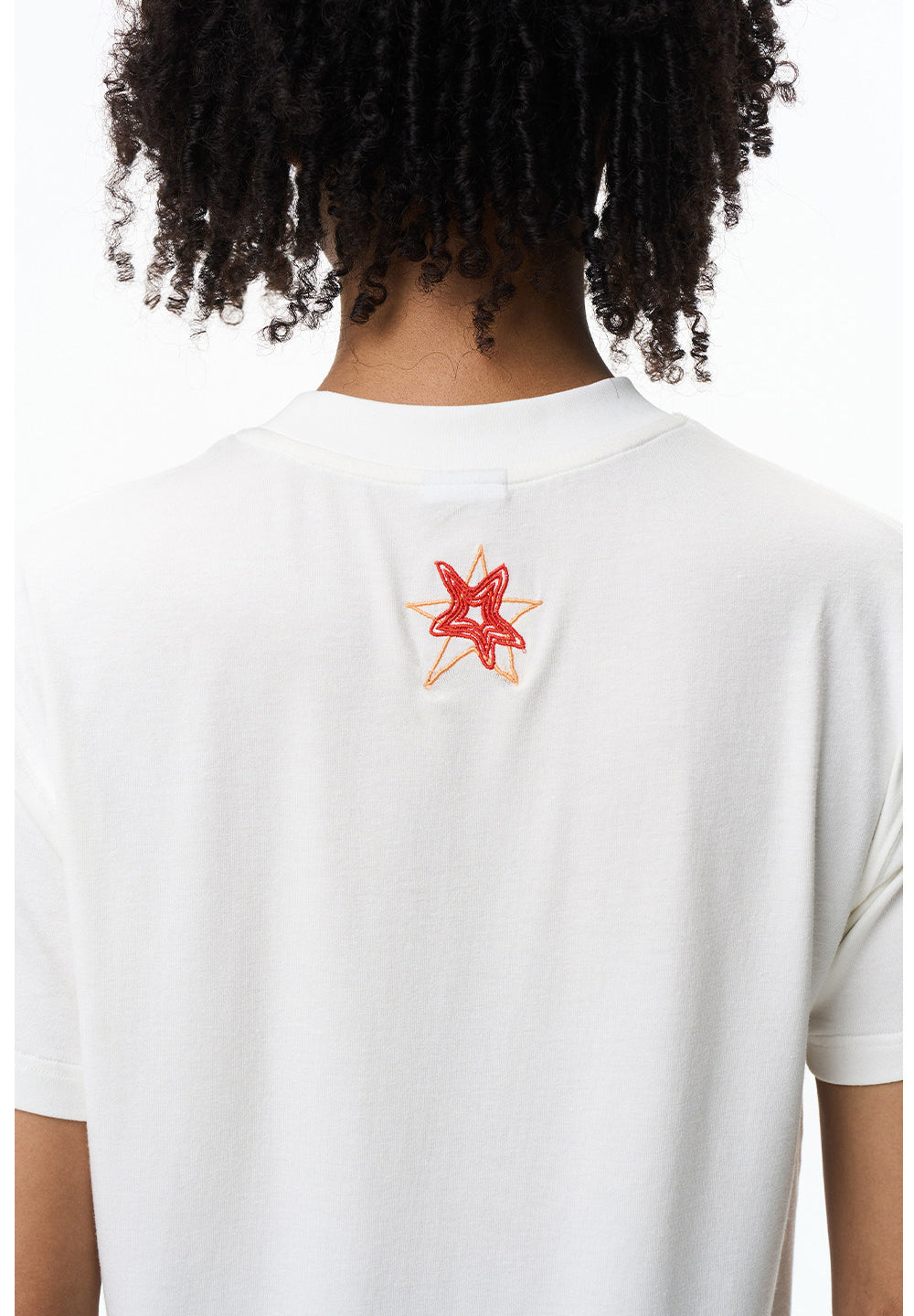 Unisex Five-Pointed Star and Text Print T-Shirt