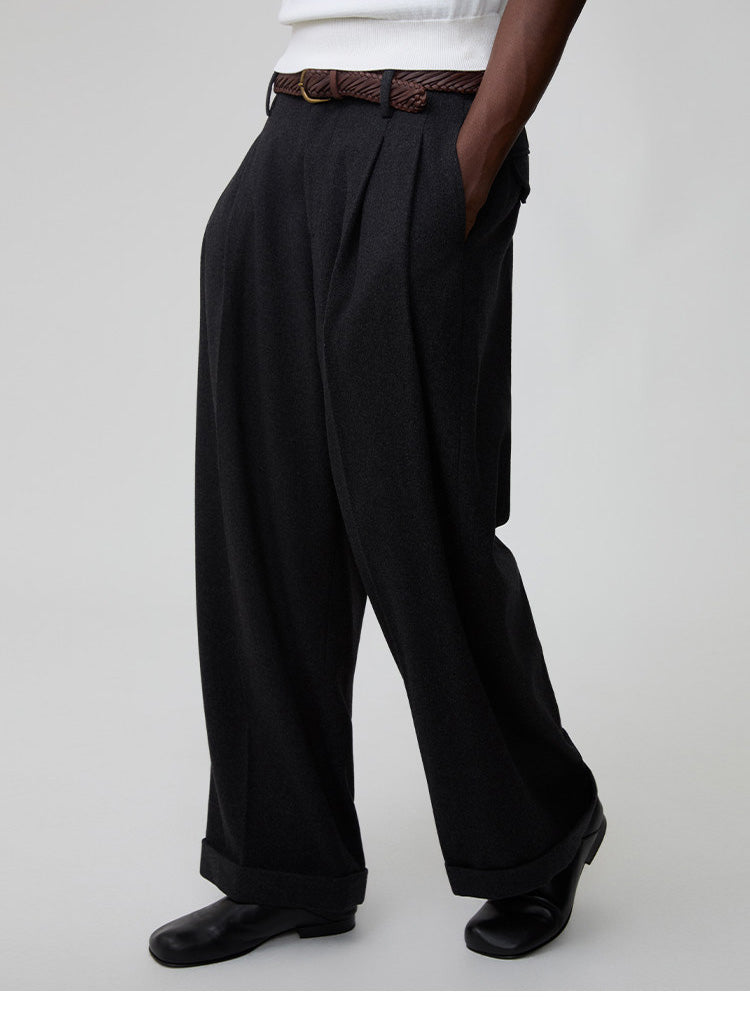 Adjustable Waist Pleated Casual Pants
