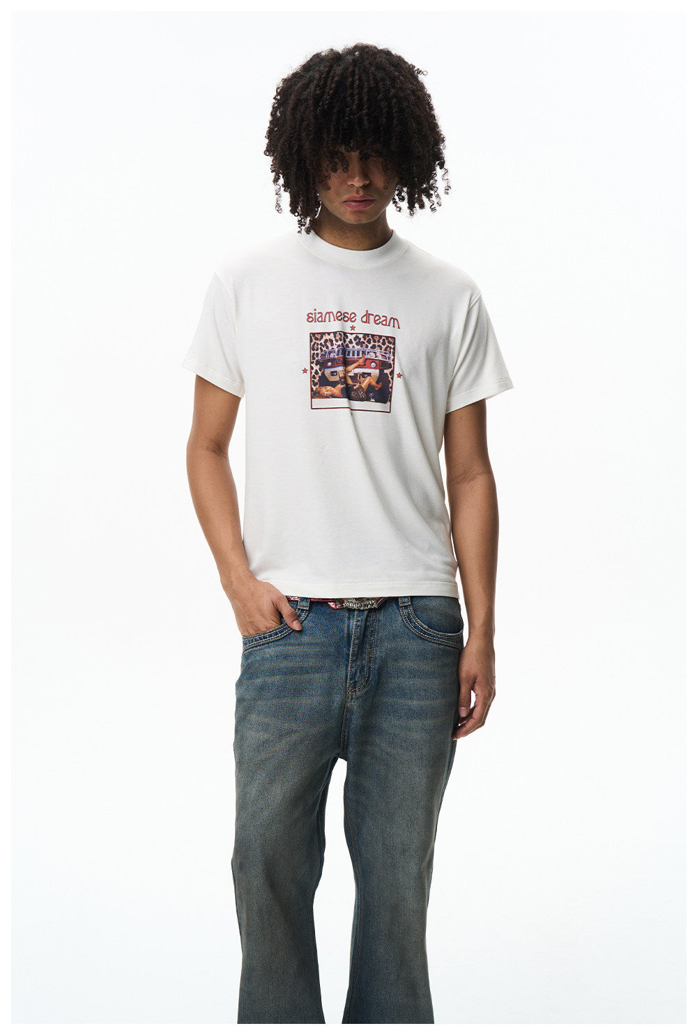 Vintage Leopard-Print Letter T-Shirt