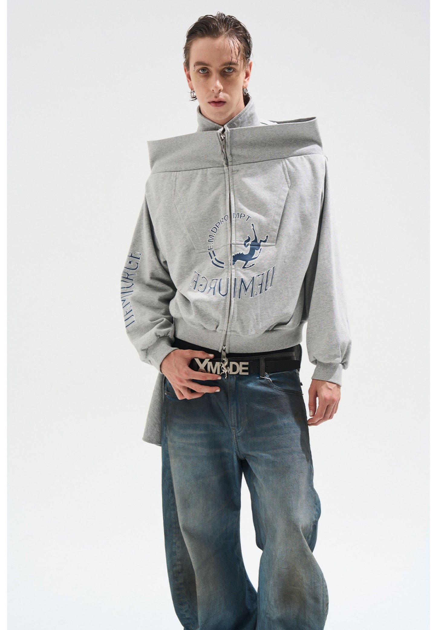 One-Shoulder Zipper Sweatshirt