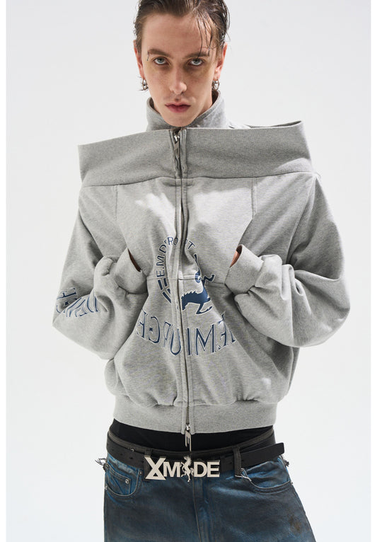 One-Shoulder Zipper Sweatshirt