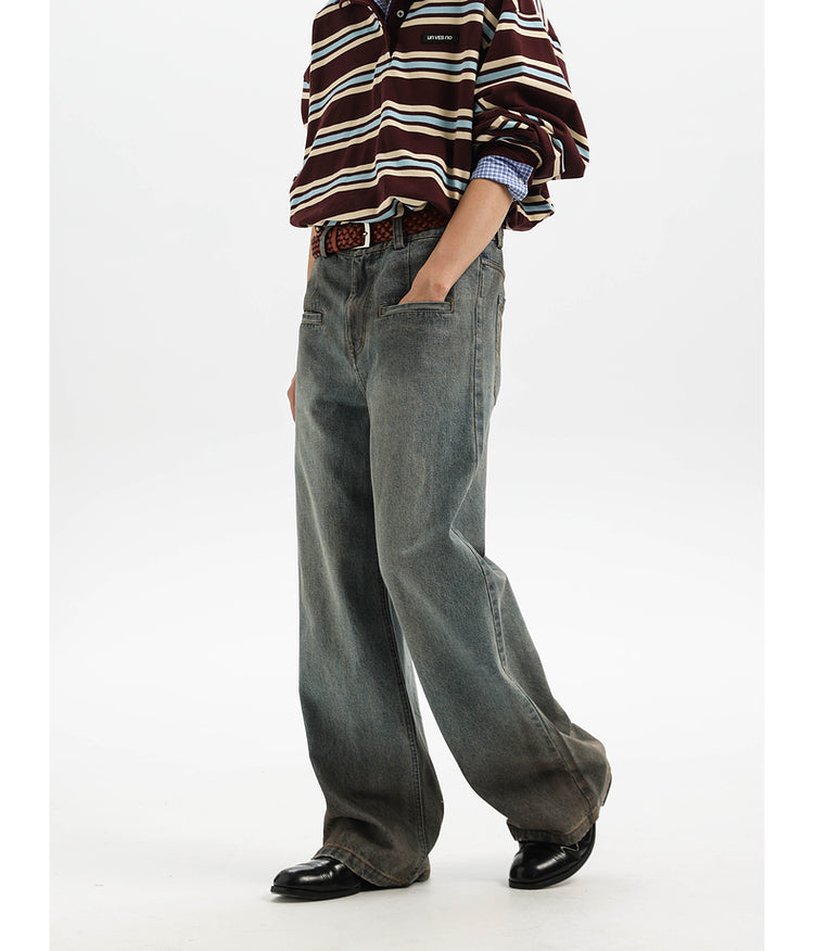 Gradient wash straight jeans