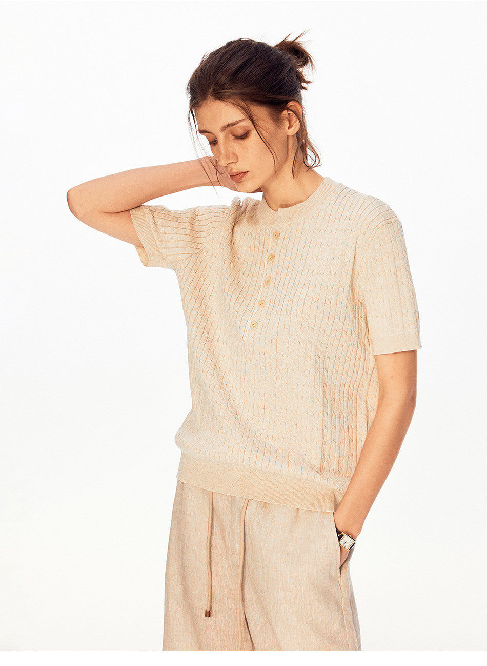 Henry-Collar Knit Shirt