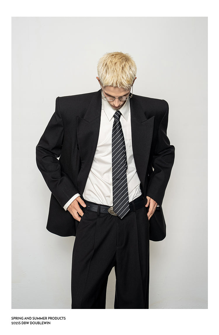 High-Quality Wool Blend Black Suit