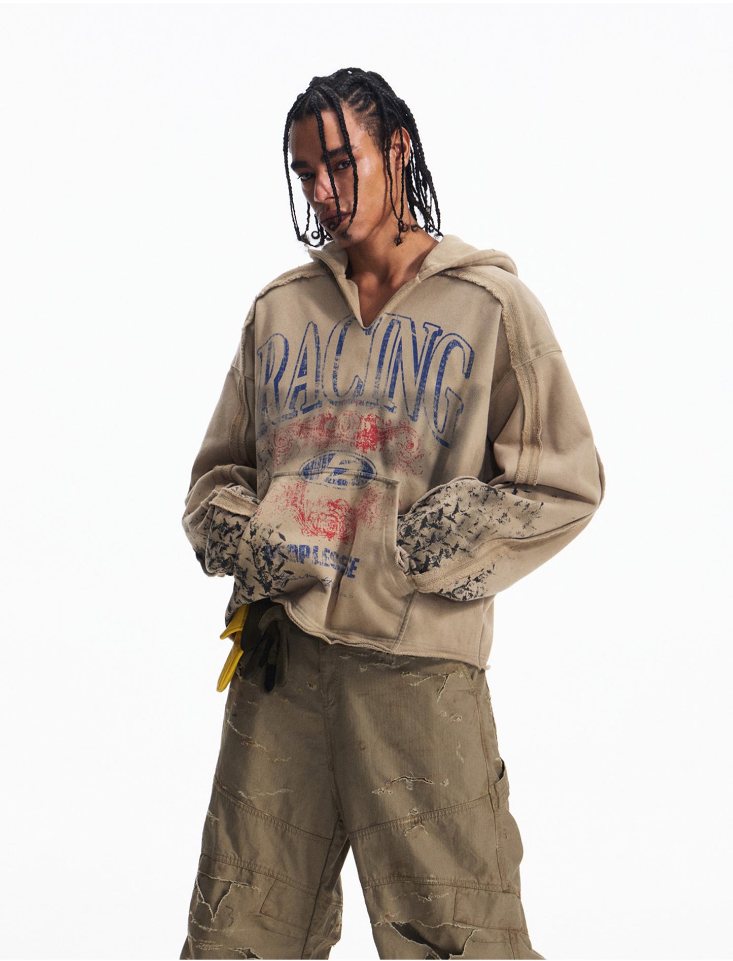 Racing Print Hooded Sweatshirt