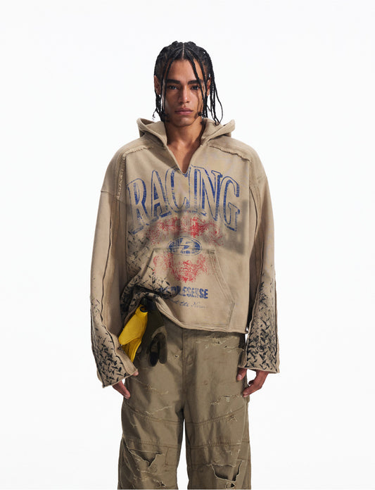 Racing Print Hooded Sweatshirt