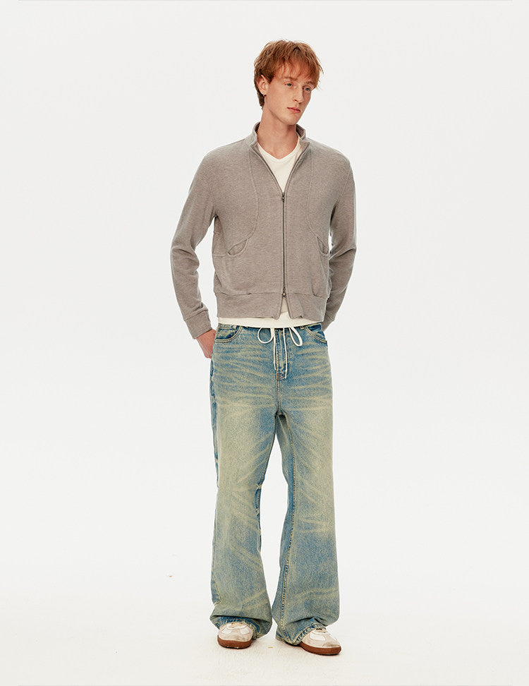 Stand-collar cropped sweatshirt