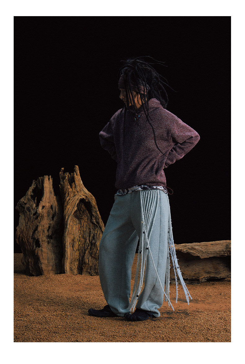Sweatpants with Beaded Tassels