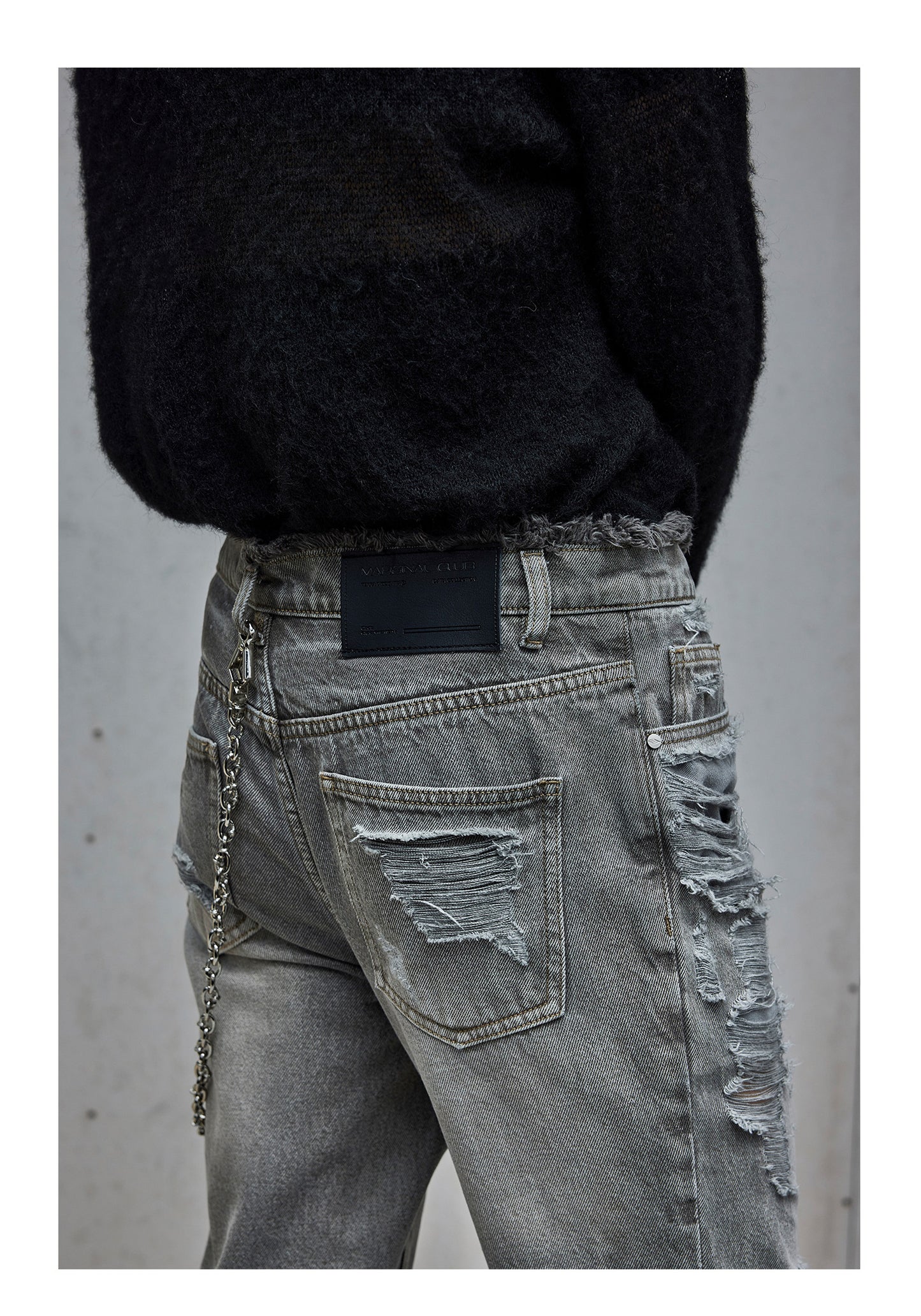 Waistband Row-Edge Design Jeans