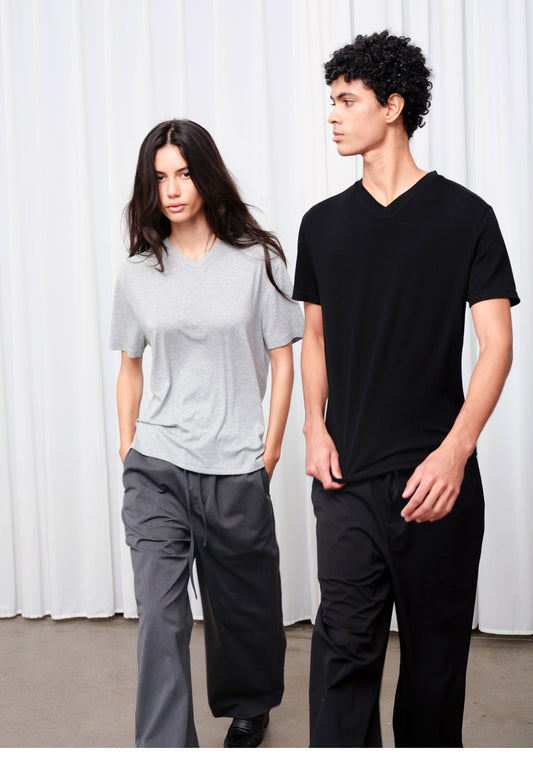 Elegant V-Neck Slim-Fit T-Shirt