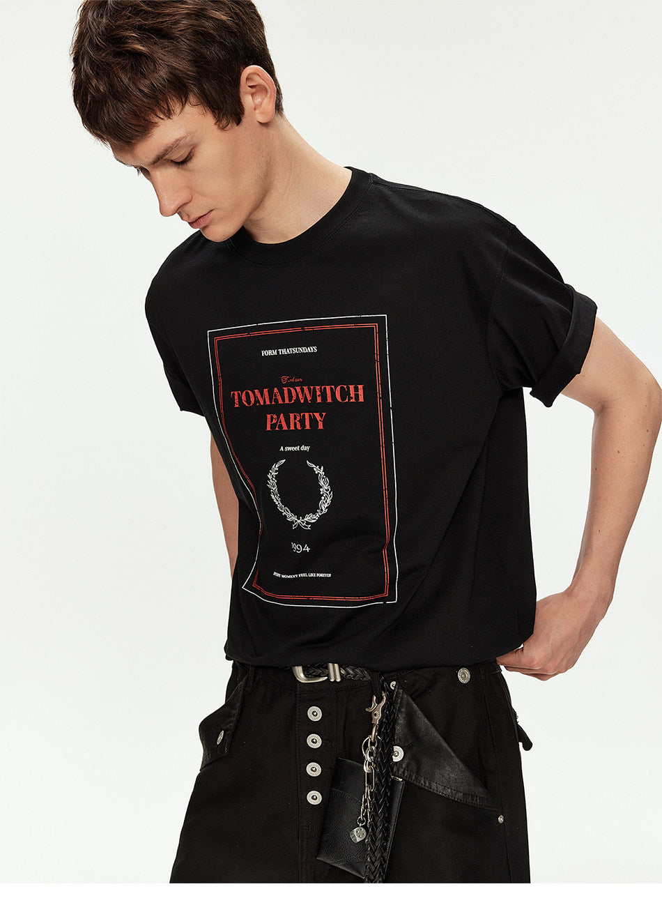 Printed Loose-Fit Drop-Shoulder T-Shirt