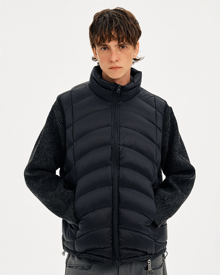 Simple Rib Collar Down Vest
