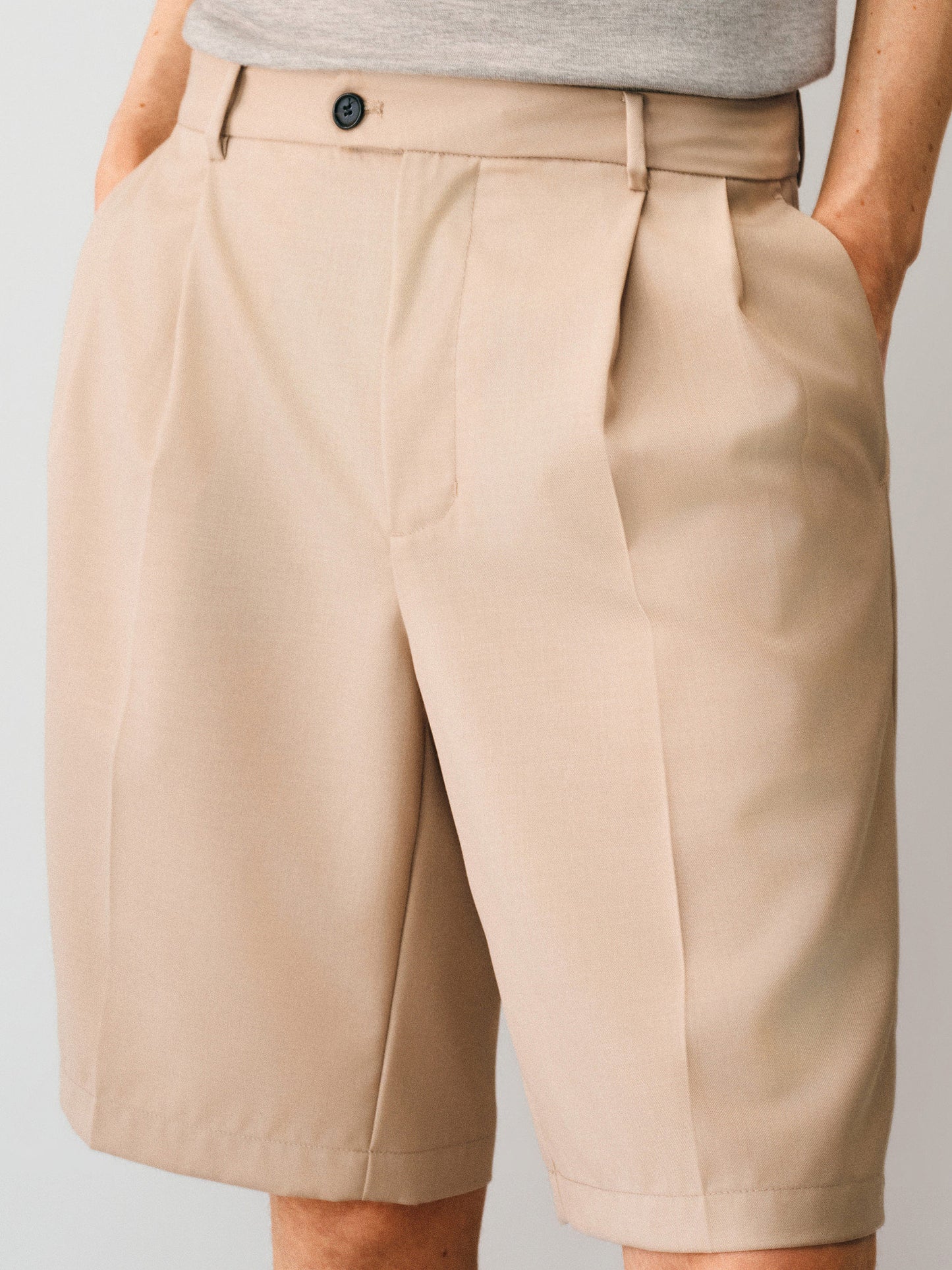 Double-Pleated Shorts