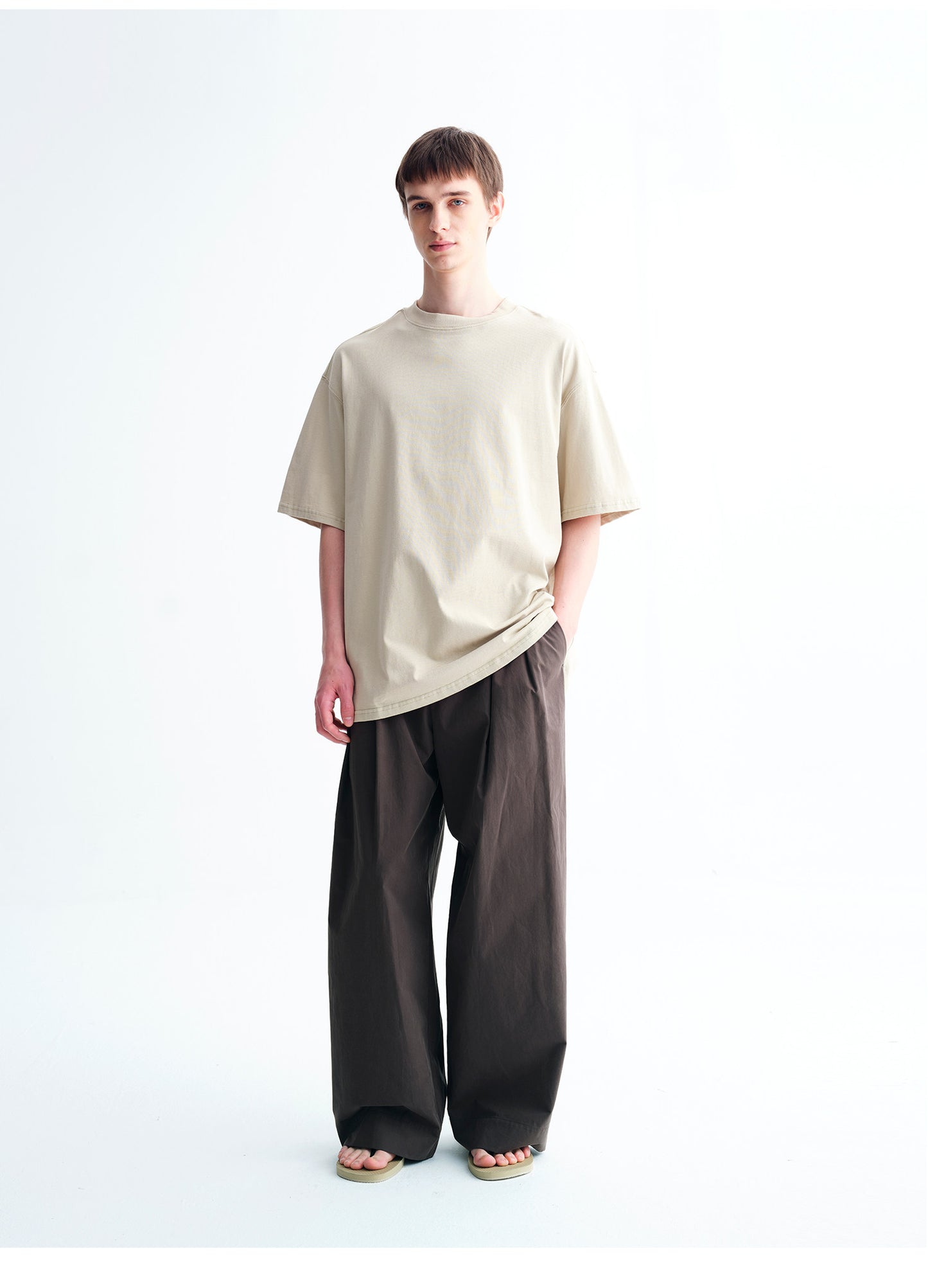 3D-Pleated Casual Wide-Leg Pants