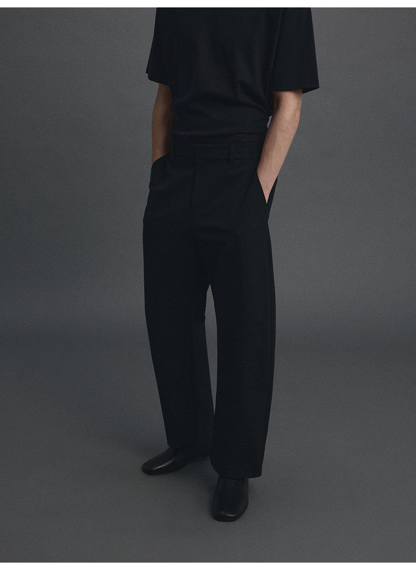 Curved-Cut Casual Pants