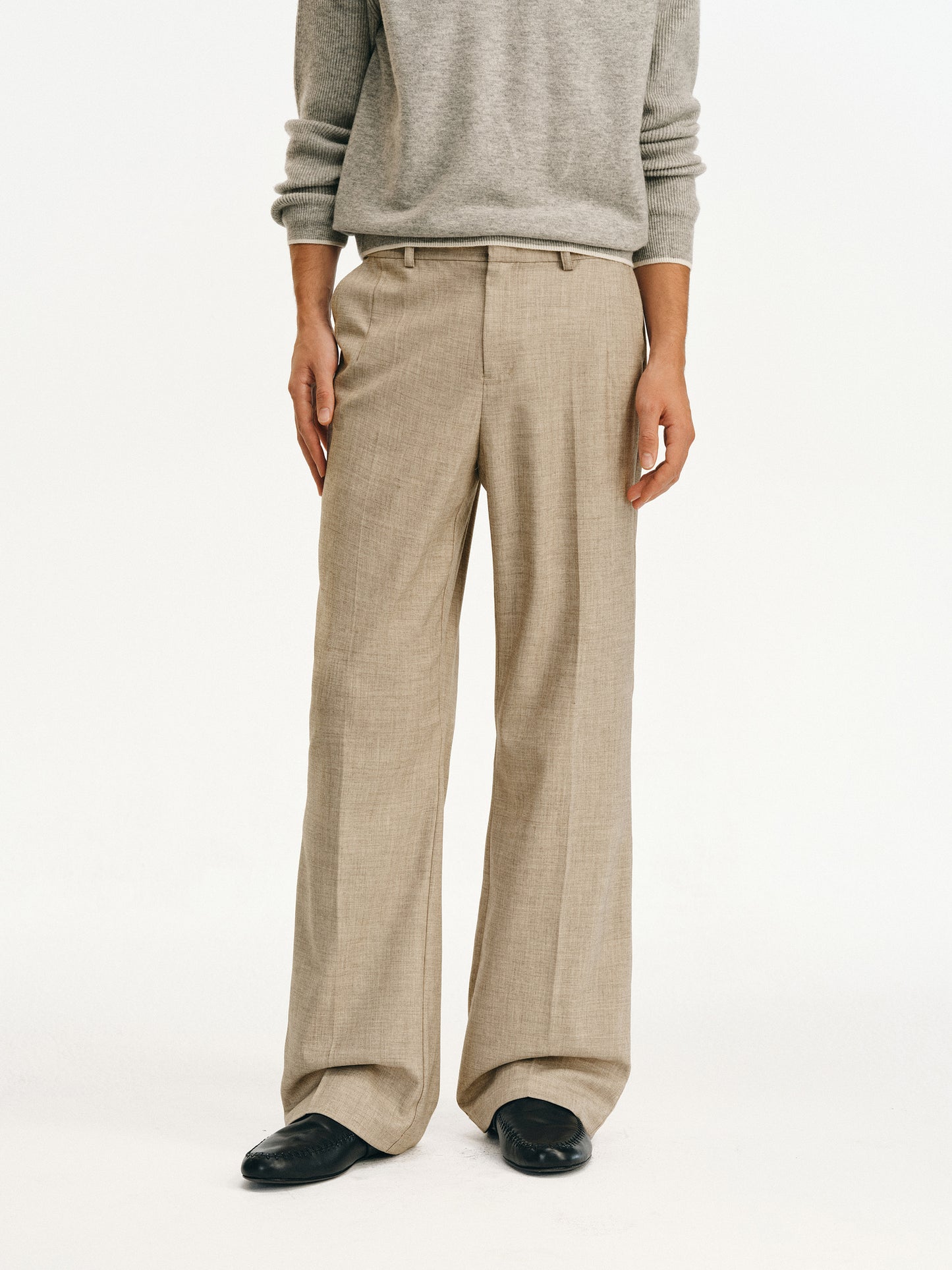 Wrinkle-Resistant Wool Casual Pants