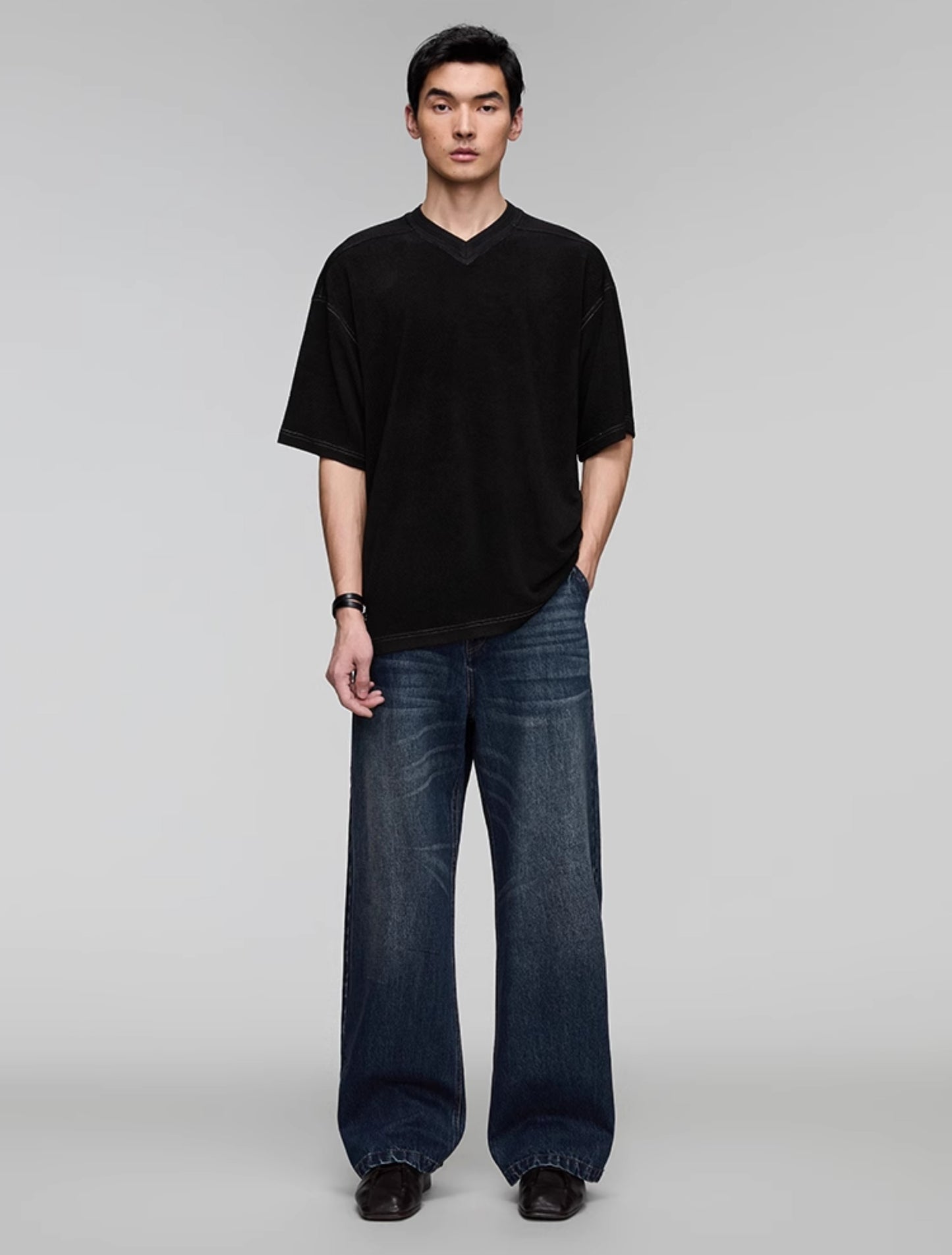 Washed Straight Denim Pants