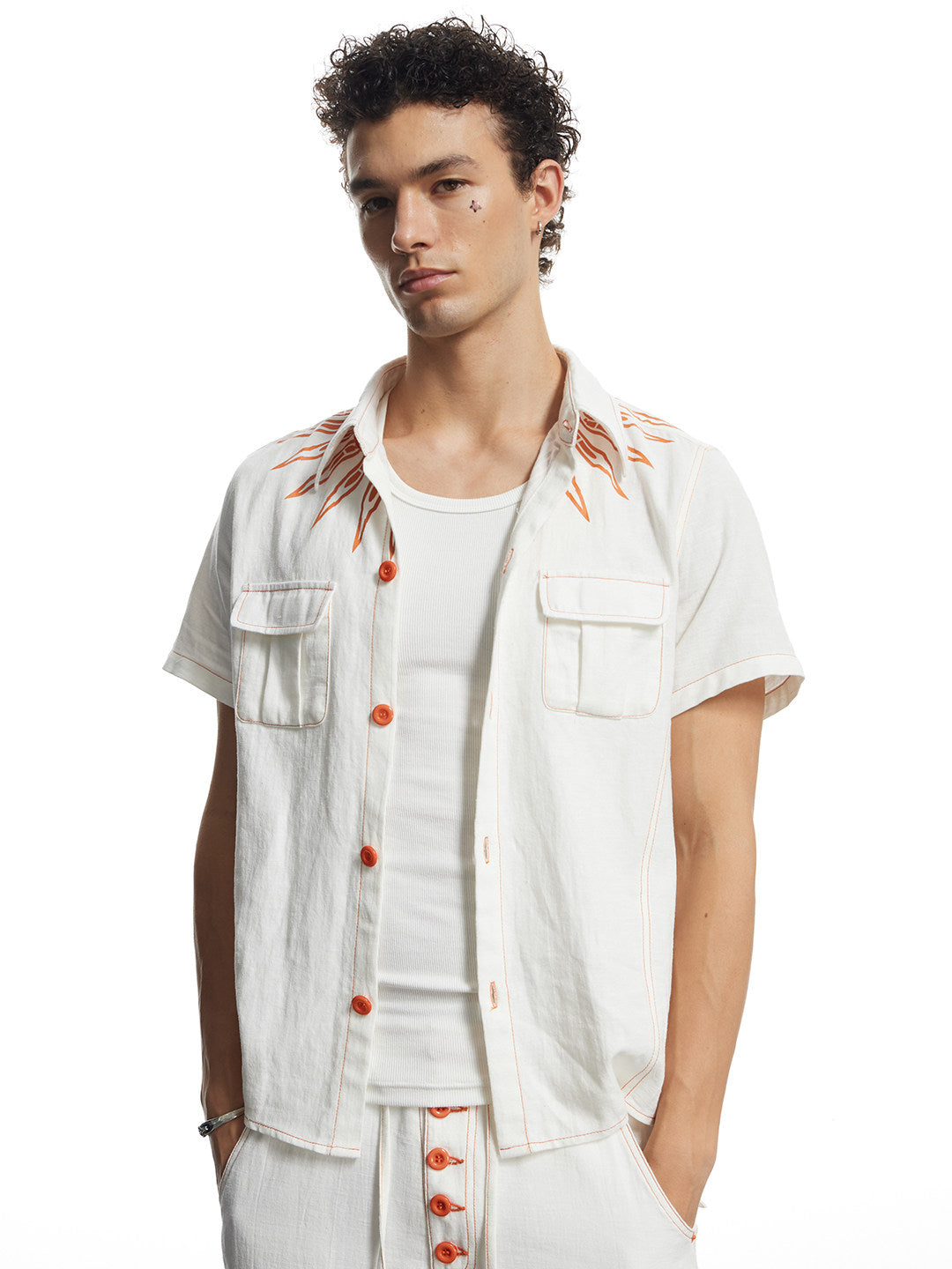 Contrast-Color Breathable Shirt