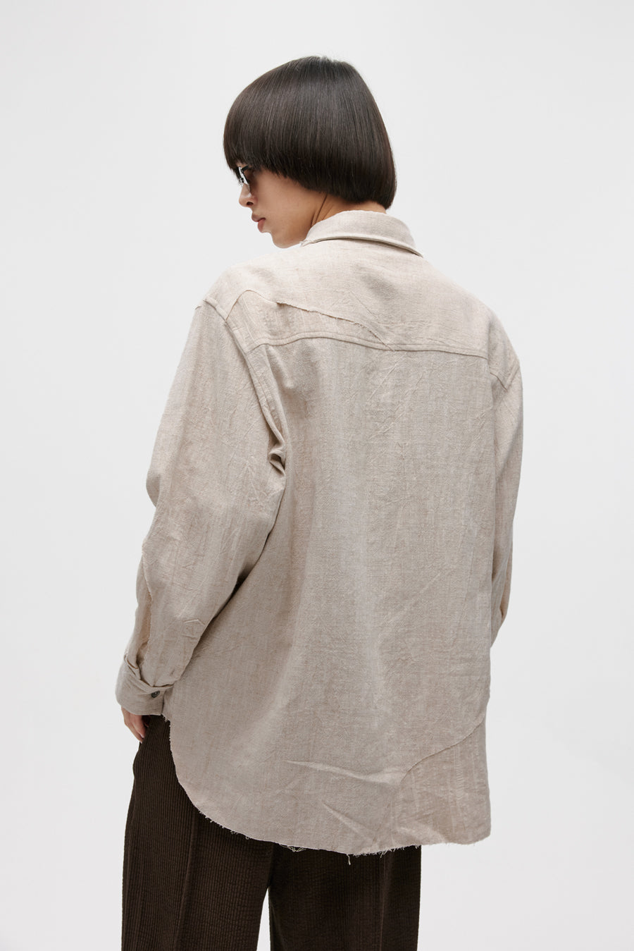 Raw-edge design jacquard shirt