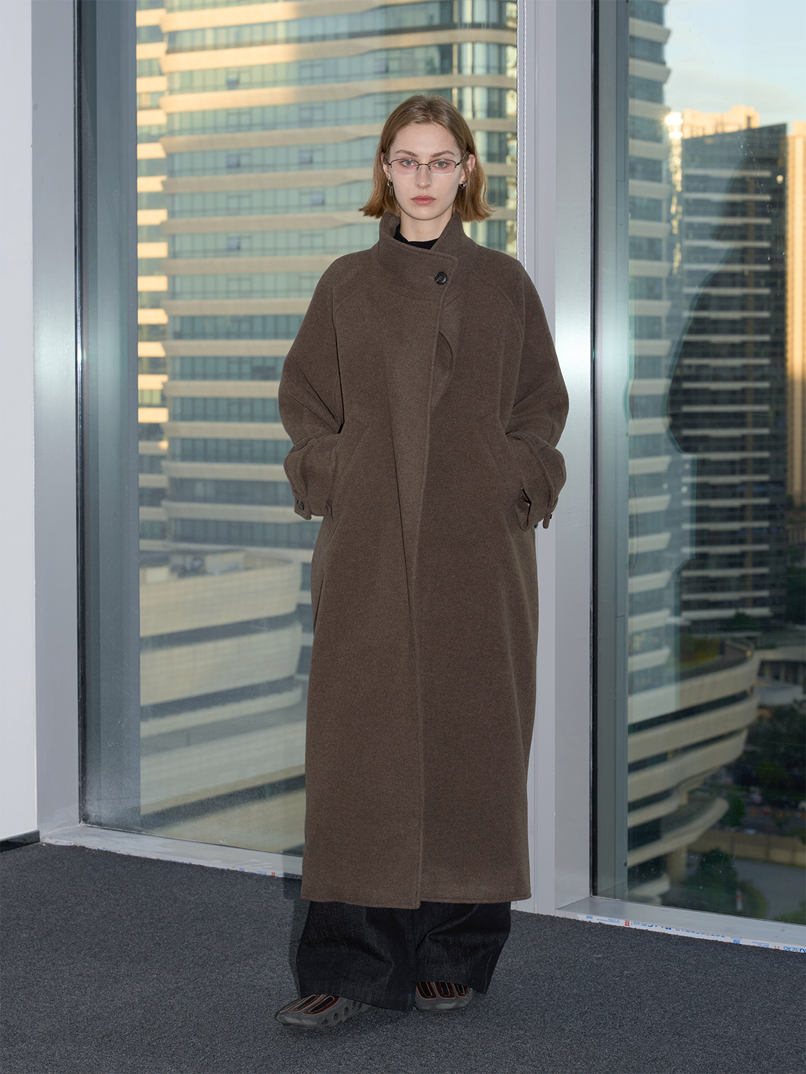 Stand Collar Wool Coat