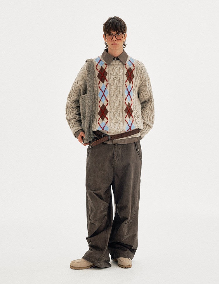 Retro-Style Cable-Knit Sweater