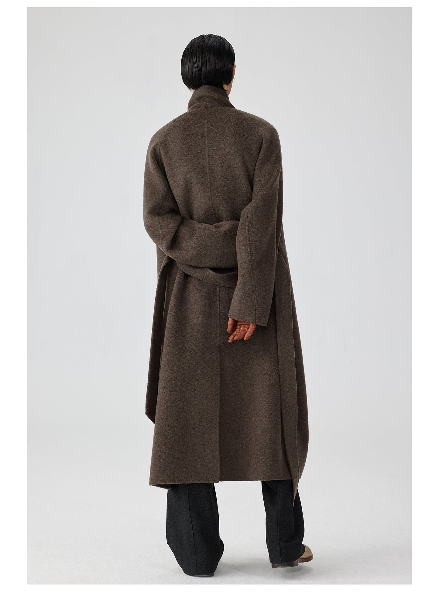 Double-faced stand collar wool coat