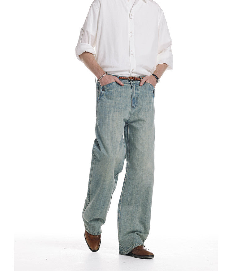 Whisker-Washed Denim Pants
