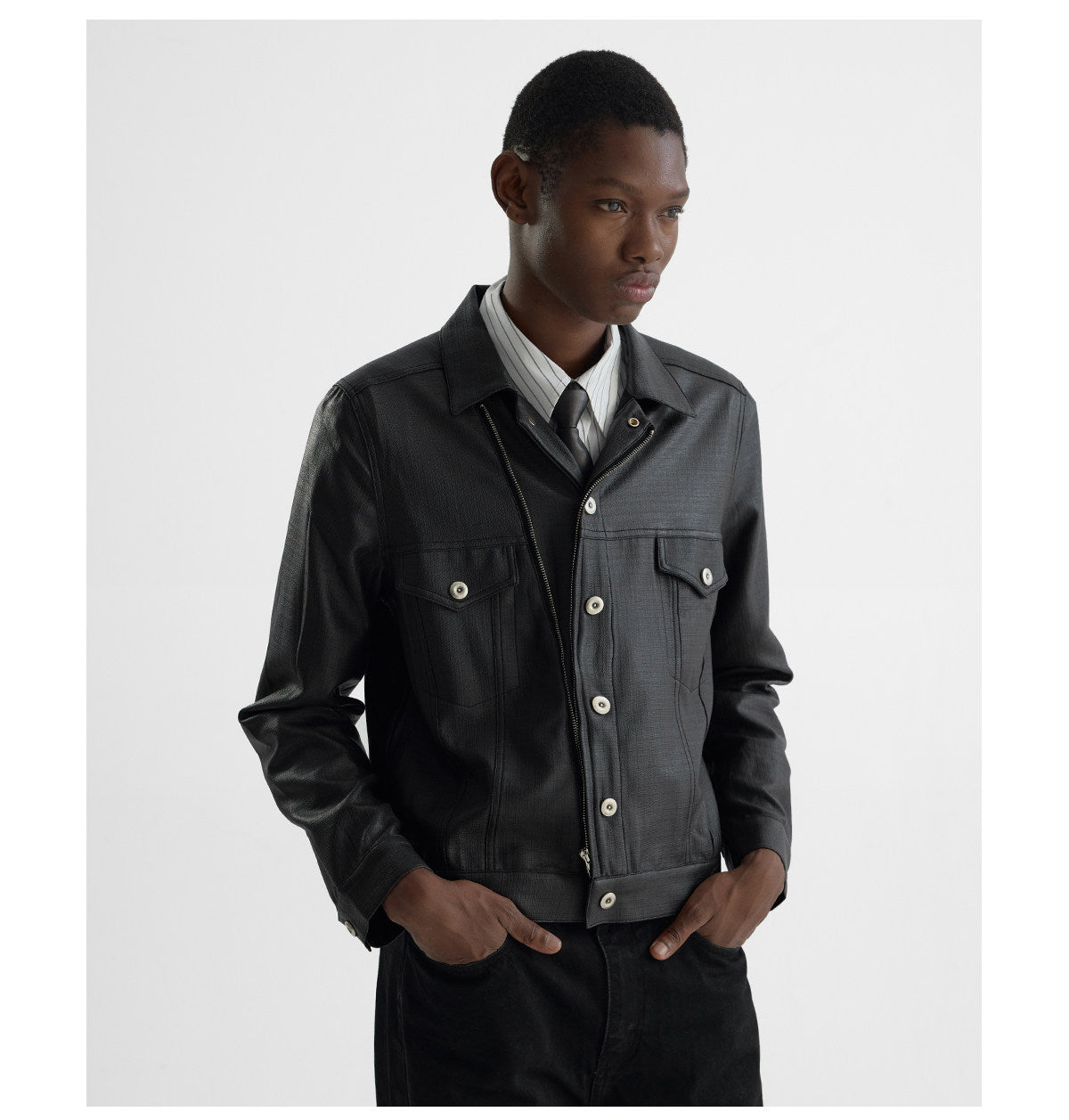 Coated Short Biker Jacket
