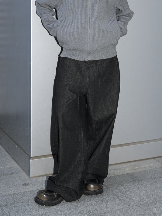 Front patch pocket denim pants