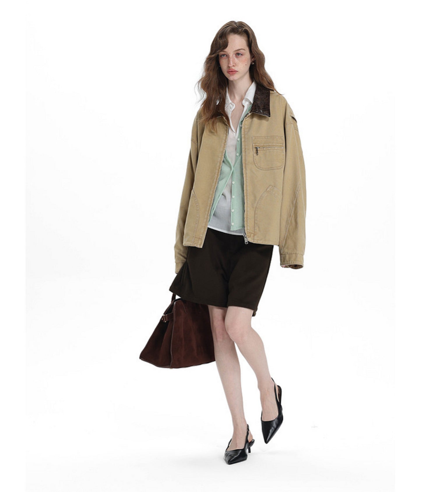 Faux Crocodile Leather Patchwork Jacket