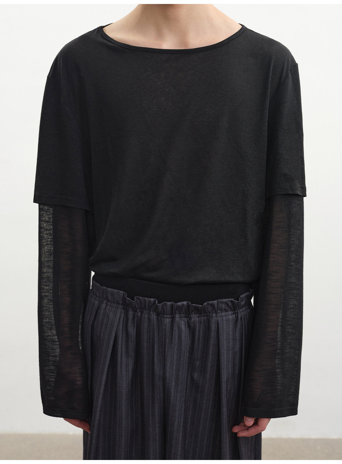 Fake Two-Piece Boat Neck T-Shirt