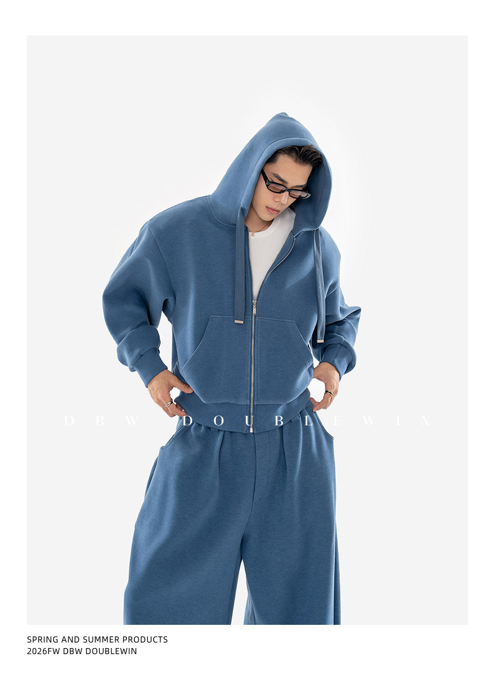 Hooded Sweatshirt Set with Shoulder Pads