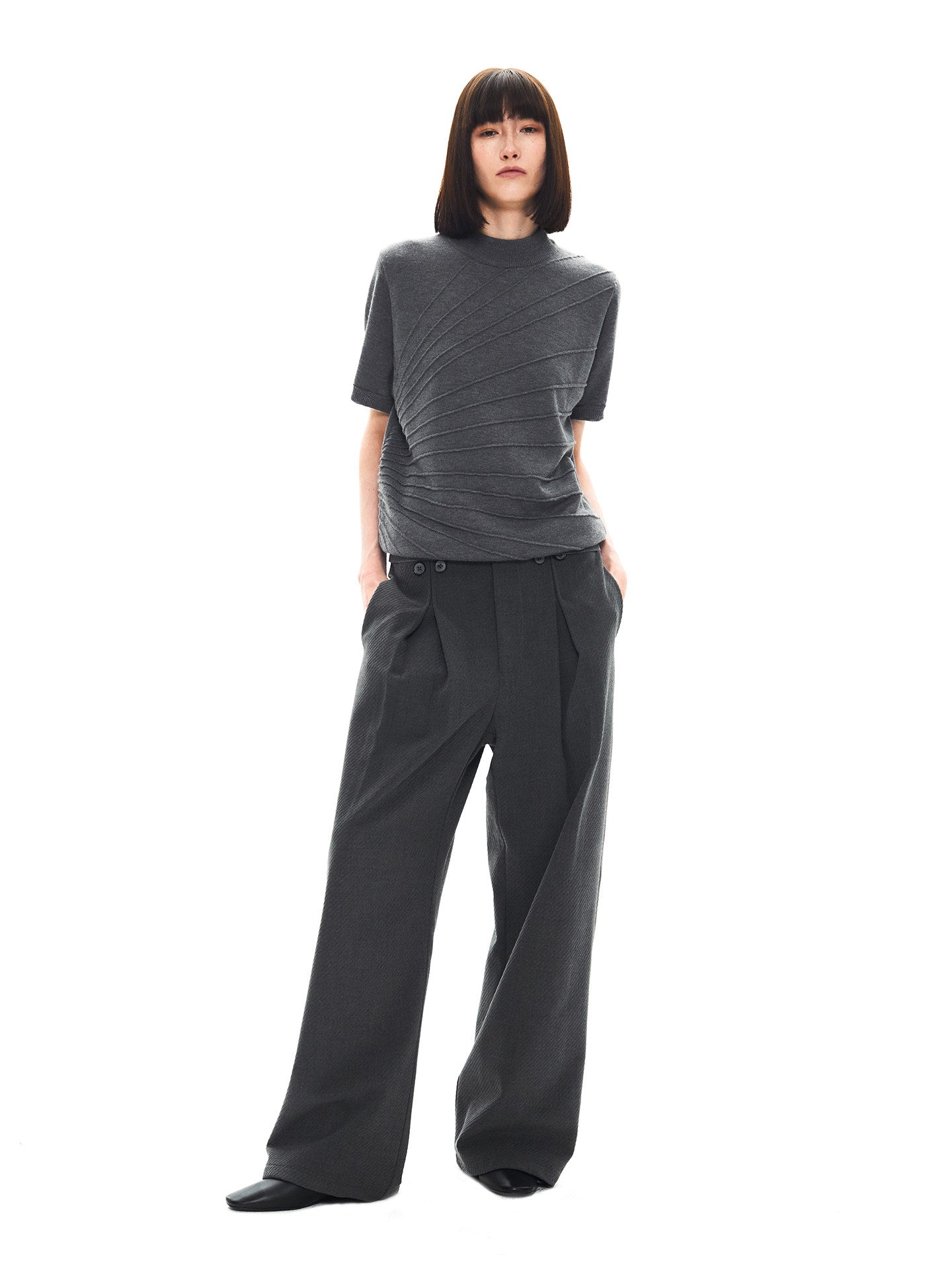 Breathable Jacquard High-Neck Knit