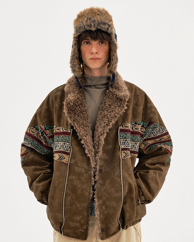 Faux Suede Embroidered Jacket