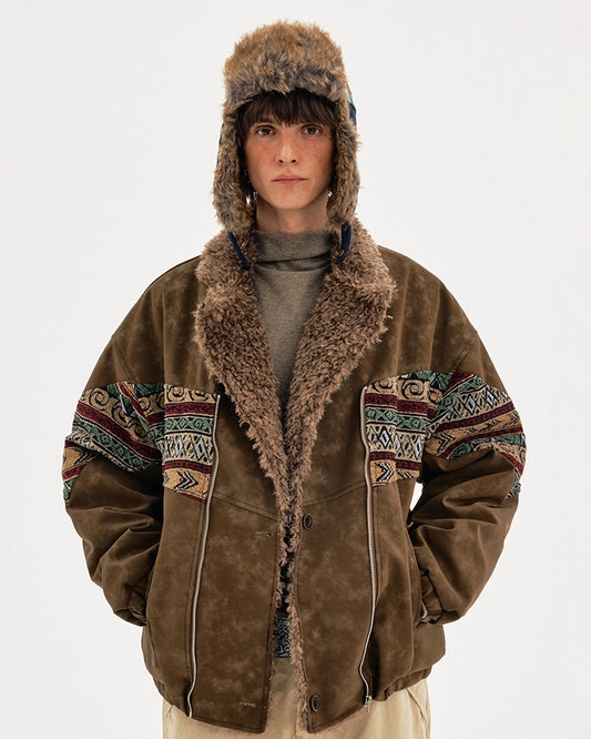 Faux Suede Embroidered Jacket