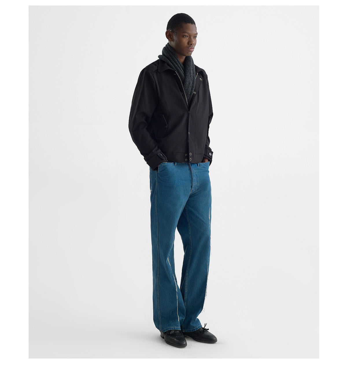 Water-Washed Straight-Leg Denim Pants