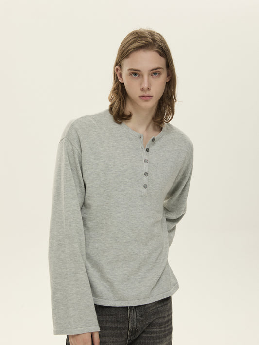 Basic Henley Collar Knit