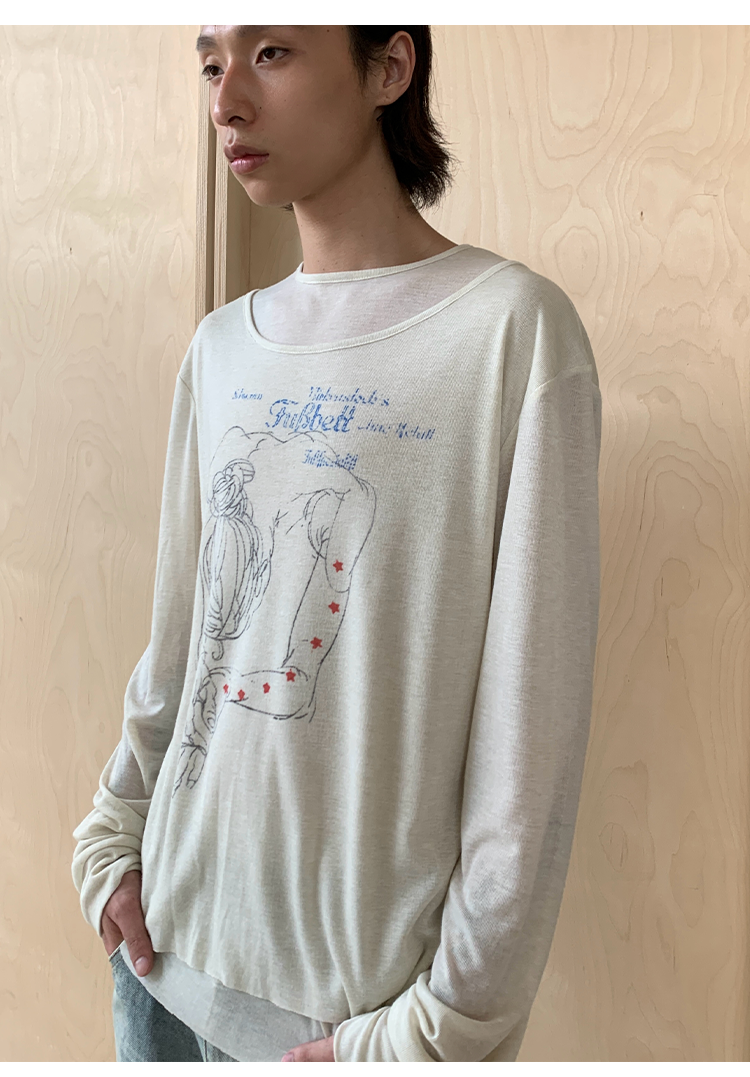 Double collar design T-shirt