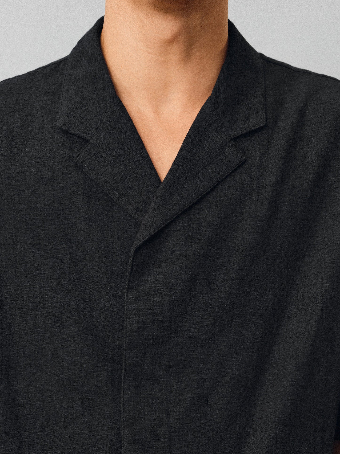 Textured Cuban-collar shirt