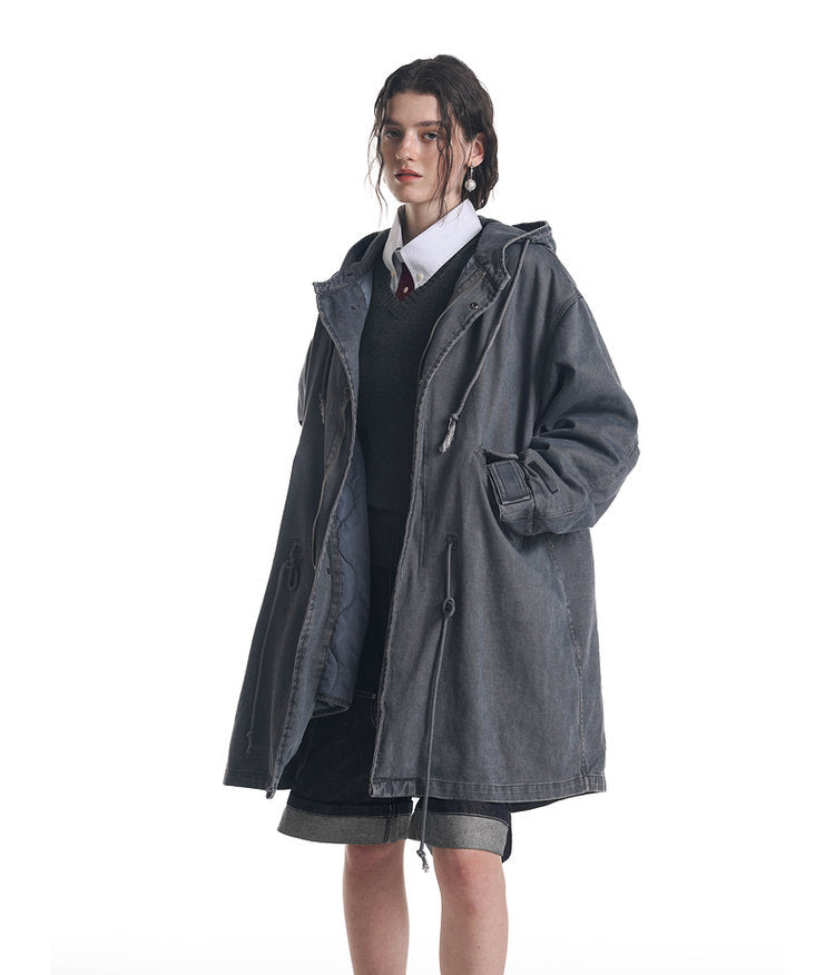 Damage-Washed Hooded Jacket