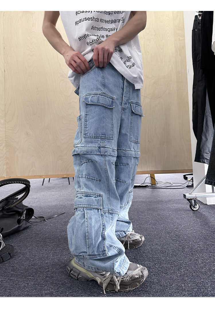 Detachable Pocket Two-in-One Work Jeans