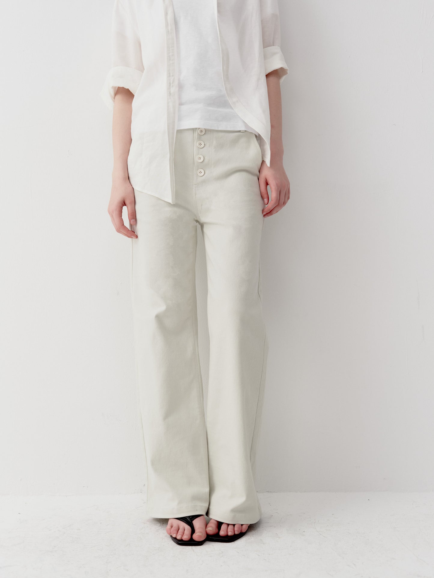 Button-Down Straight-Leg Pants