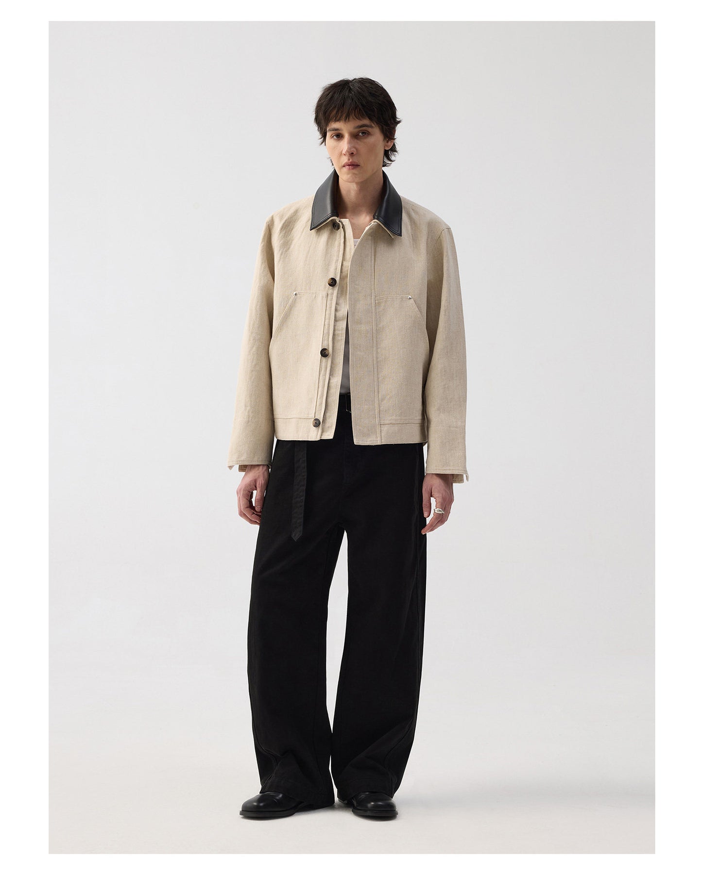 Simple Linen-Cotton Blend Jacket