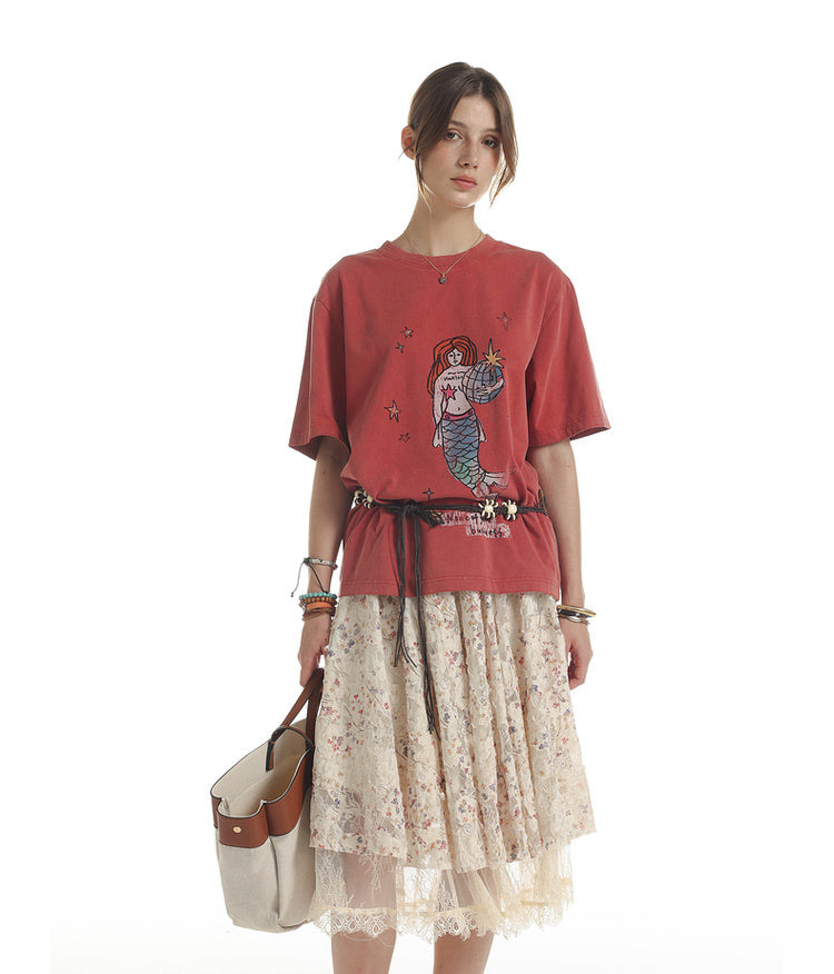 Mermaid print T-shirt