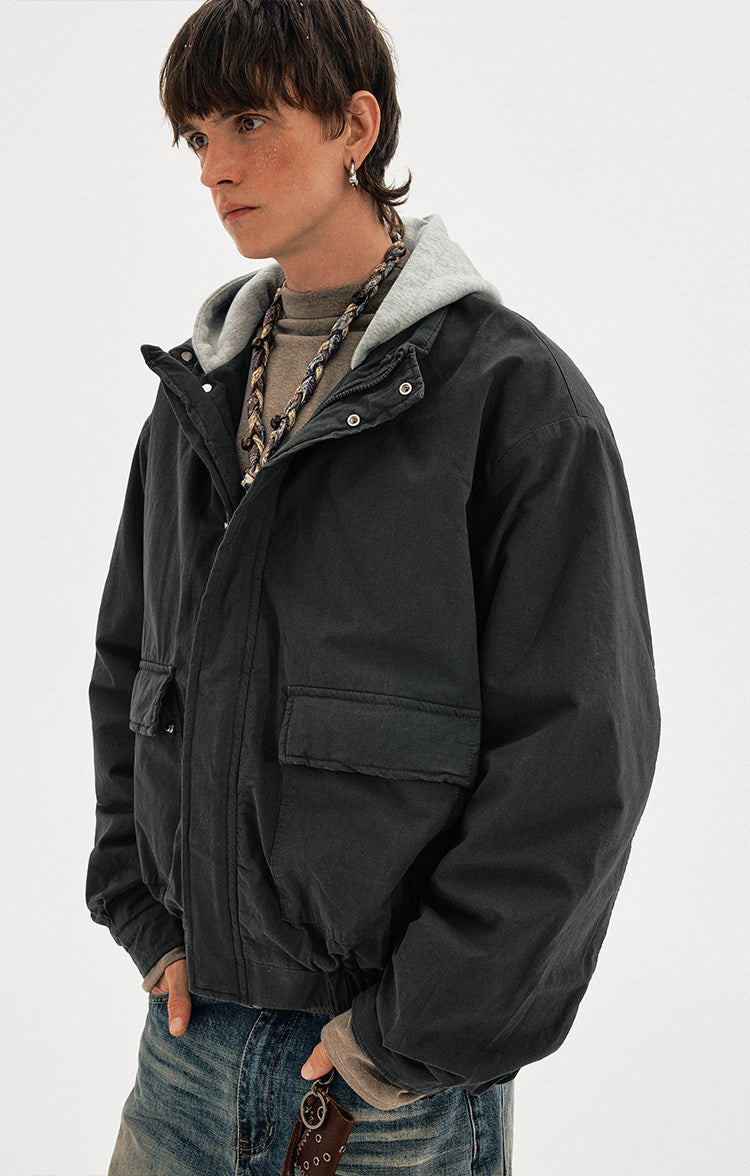 Patchwork Faux Two-Piece Thick Jacket