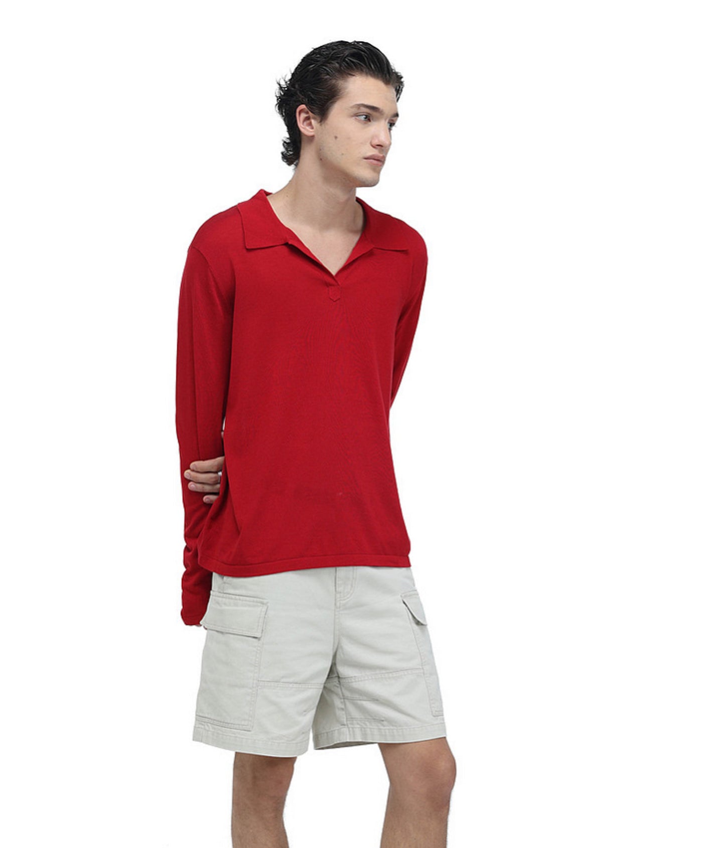 Linen-Blend Knit Polo Shirt