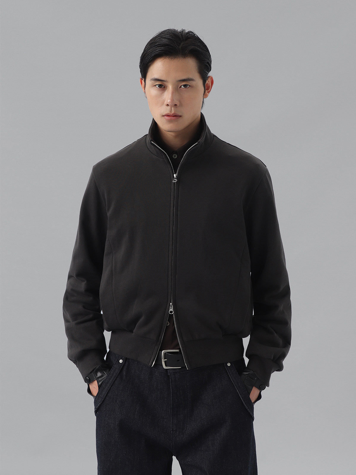 Stand-Up Collar Zip-Up Sweatshirt